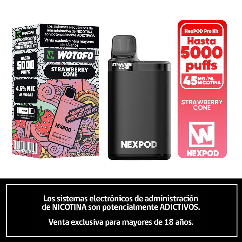 Kit Nexpod pro recargable 5K puffs Strawberry Cone