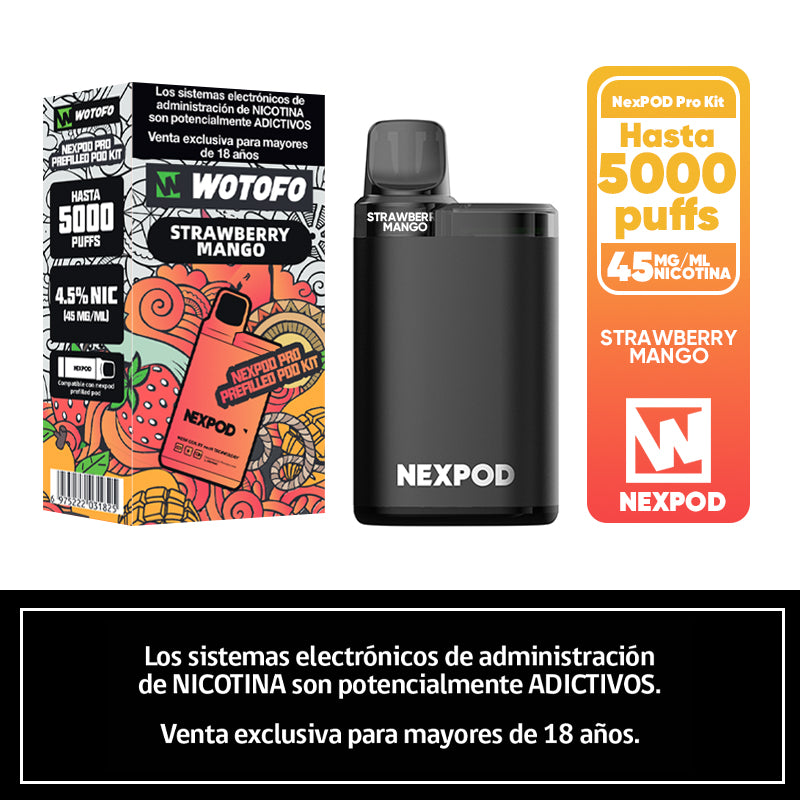 Kit Nexpod pro recargable 5K puffs Strawberry Mango