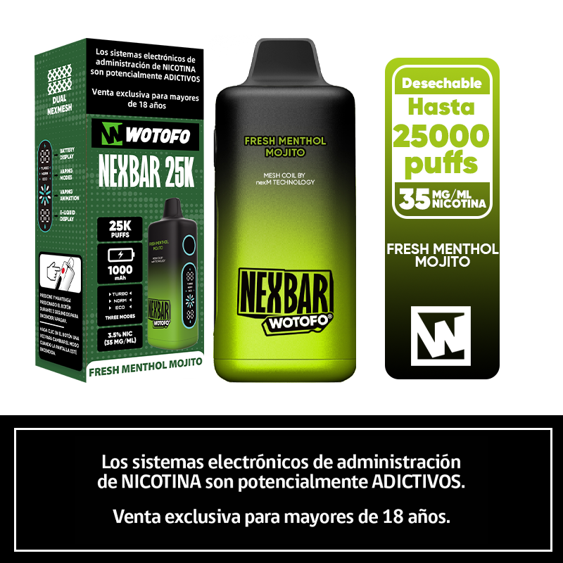 Vaper Nexbar 25K Puffs Fresh Menthol Mojito