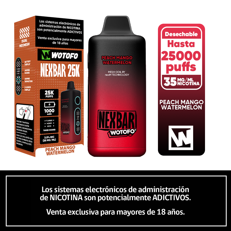 Vaper Nexbar 25K Puffs Peach Mango Watermelon