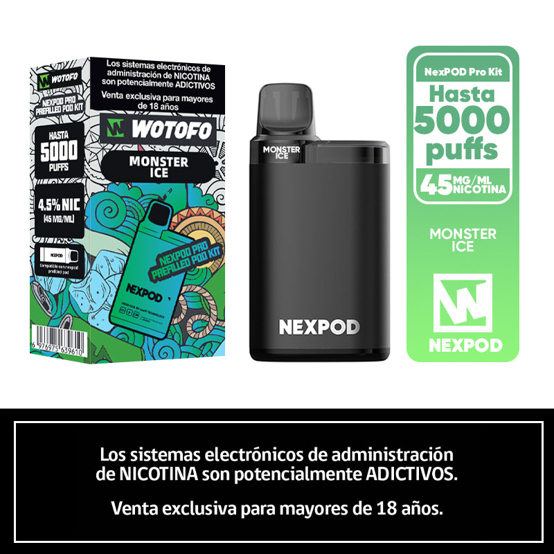 Kit Nexpod pro recargable 5K puffs Monster Ice