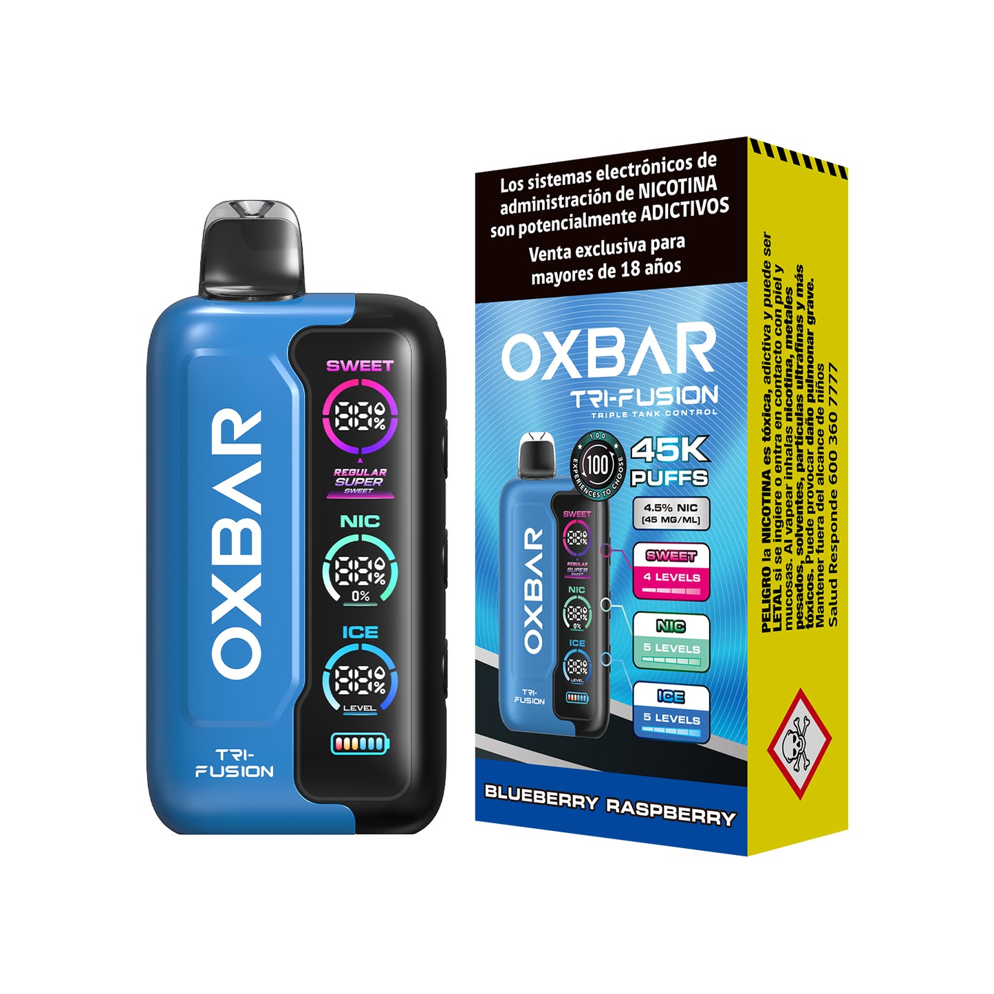 Vaper Oxbar Tri-Fusion 45K Puffs Blueberry Raspberry